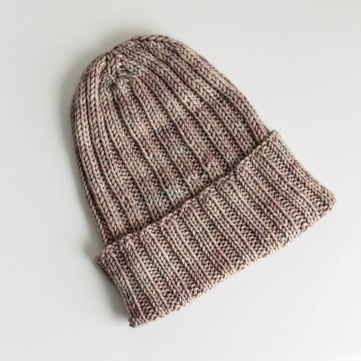 Grey rib knit beanie hat