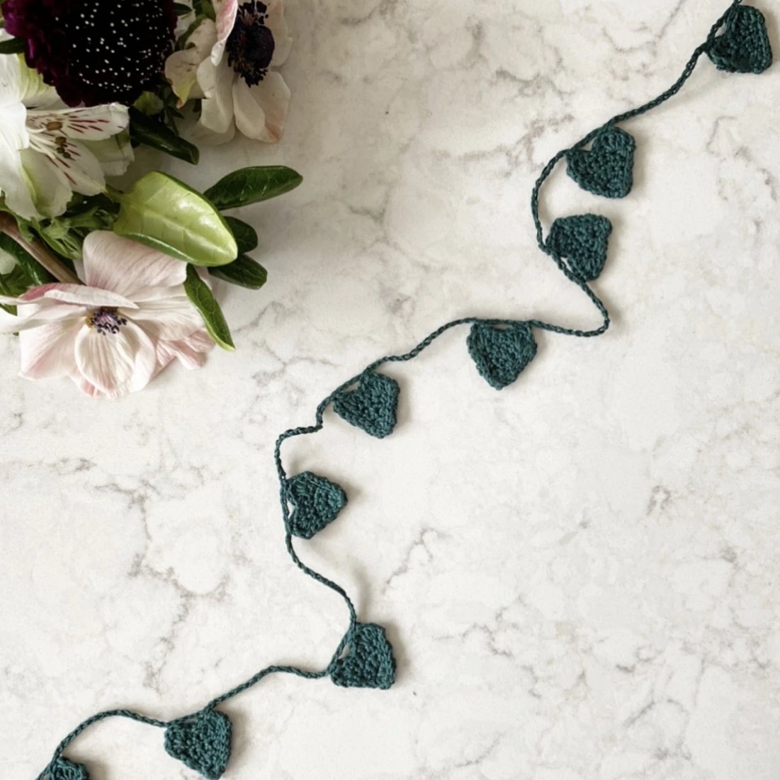 Crochet Heart Garland Pattern & Video