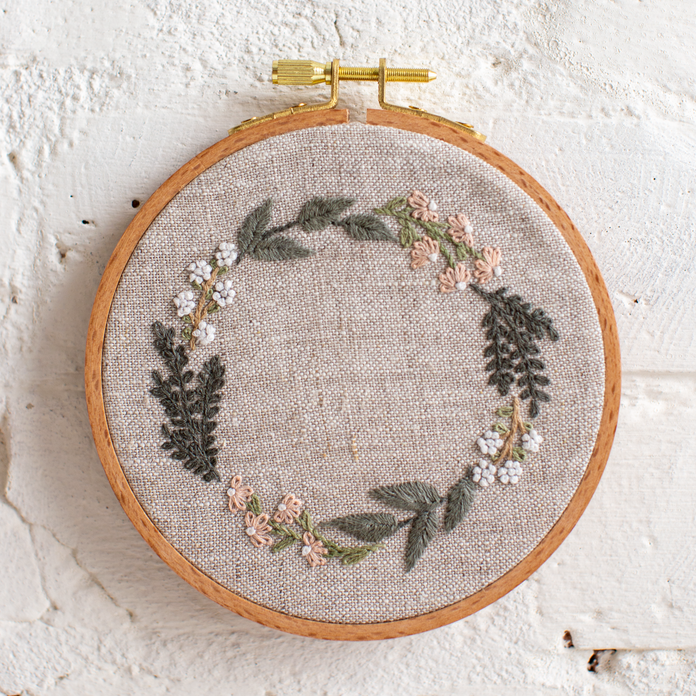 Botanical Wreath Embroidery Pattern and Video