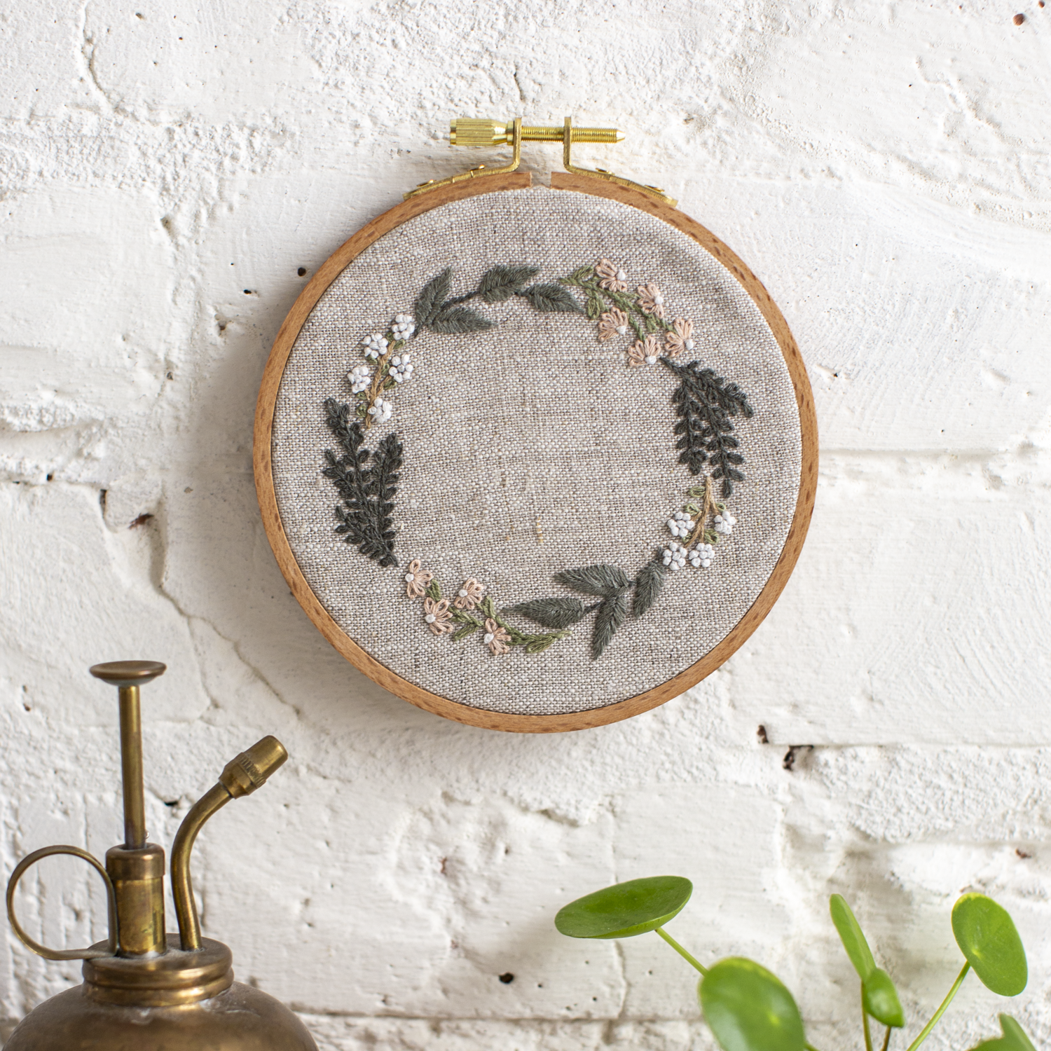 Botanical Wreath Embroidery Pattern and Video