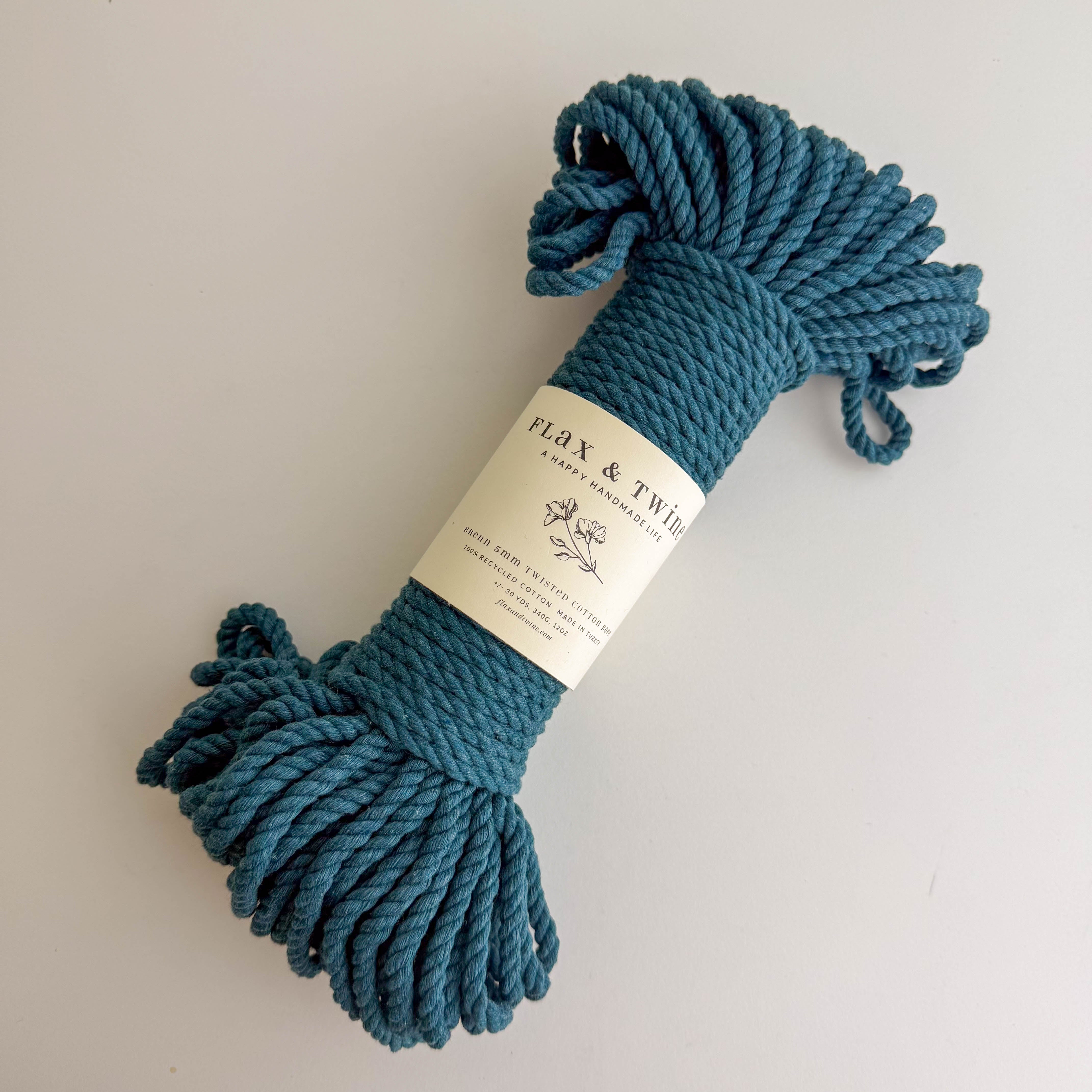 Flax & Twine 5mm Brenn Twisted Cotton Rope