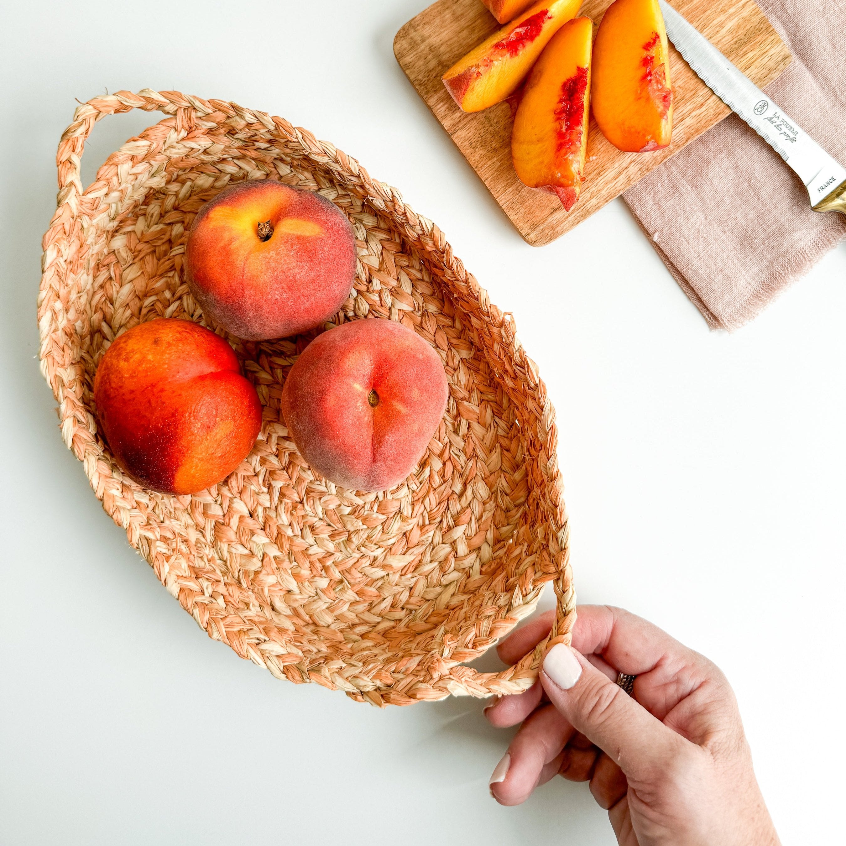 Tyler Tray Coiled Braided Basket Kit with Peaches